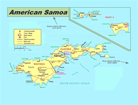 Large Political Map Of American Samoa With Roads Cities Villages