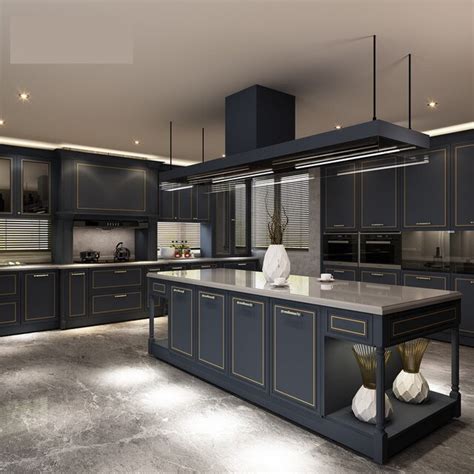 Dark Grey Elegant Color Luxury Modern Design Melamine Wooden Kitchen