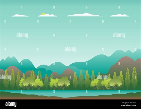 Hills Rural Flat Top Background Stock Vector Images Alamy