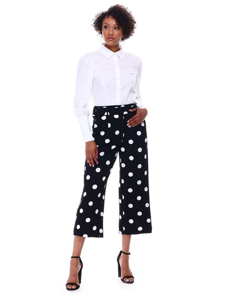Buy Polka Dot Print Capri Pants Womens Bottoms From Fashion Lab Find
