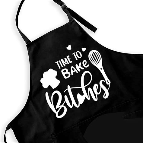 Funny Black Baking Apron For Women Teens Baker Cute Time To Bake