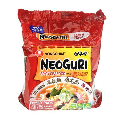 Nongshim Neoguri Spicy Seafood Ramyun Ramen Noodle Soup Pack 4 2oz X 4 Count