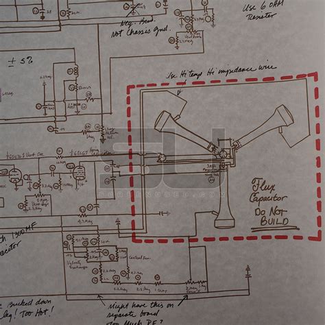 Back To The Future 3 Flux Capacitor Schematic With Red Outline