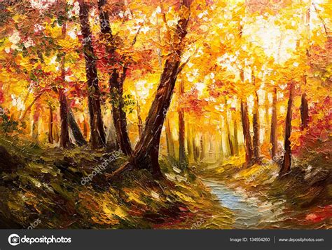 Autumn Forest Landscape Oil Painting Agrohortipbacid