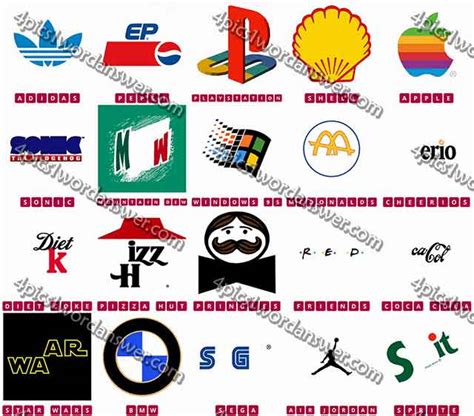 100 Pics Retro Logos Answers 4 Pics 1 Word Daily Puzzle Answers