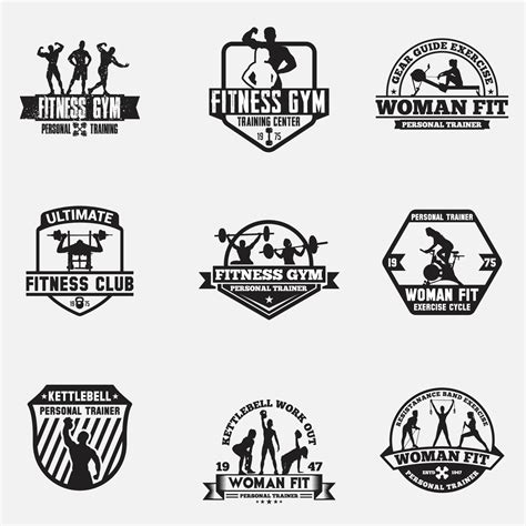 Conjunto De Emblemas De Logotipos De Fitness E Academia 2088497 Vetor
