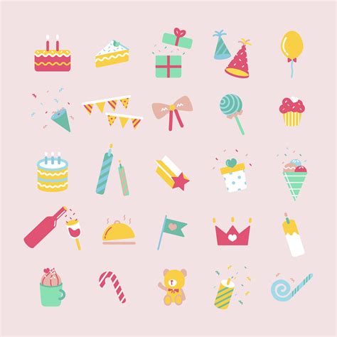 Illustration Set Of Birthday Party Icons Download Free Vectors