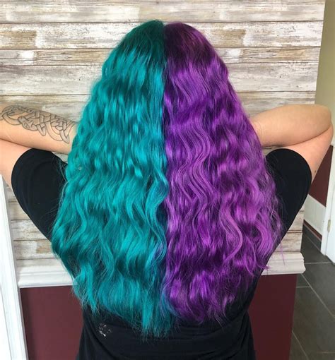 Halfhalf Colored Hair Blue Hair Purple Hair Cheveux Teints Idée