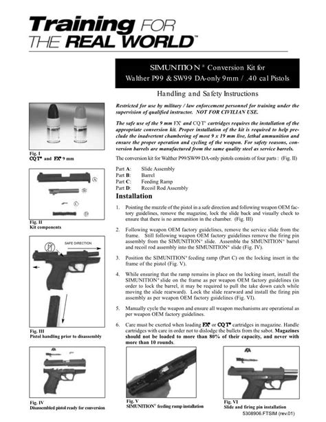 SIMUNITION® Conversion Kit for Walther P99 & SW99 DA-Only 9Mm / .40 Cal