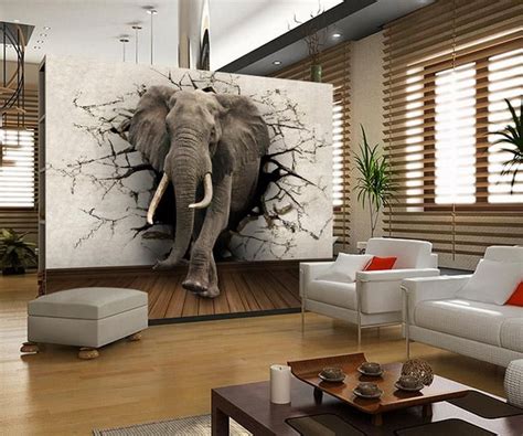 Custom 3d Elephant Wall Mural Personalized Giant Photo Wallpaper