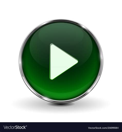 Play Button Green 3d Icon With Shadow Isolated Vector Image