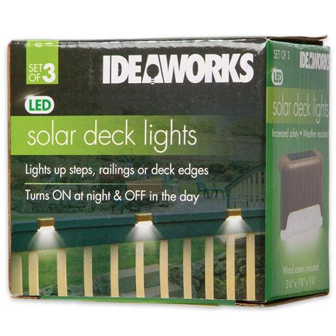 Ideaworks Solar Powered Outdoor Deck Step Lights 3 Pack Wall Mount P