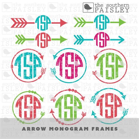 Arrow Monogram Frames Svgepsdxfai For Silhouette Etsy