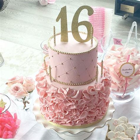 16th birthday cake in fondant. sweet16 16 cake pink on Instagram | 16th birthday cake for ...