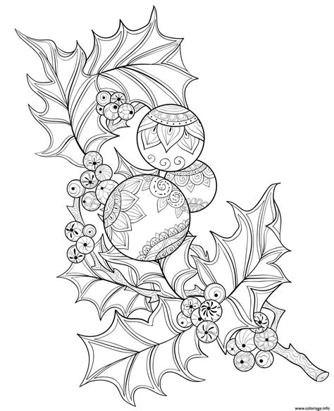 Coloriage Branche De Houx Frais Avec Des Babioles De Noel Dessin Noel