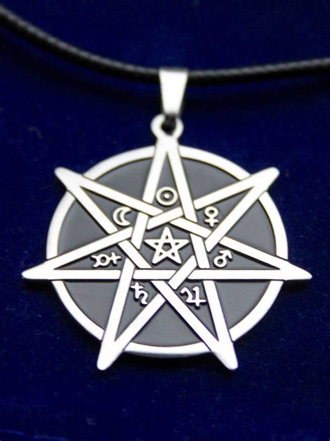 Seven 7 Pointed Star Pentagram Waxed Cord Pendant Necklace Etsy