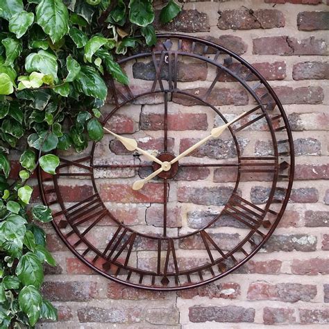 Large Antique Rust Metal Skeleton Clock Garden Clocks Outdoor Clock