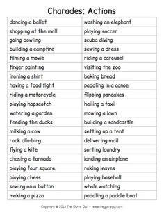View pictionary words for adults funny png. charades ideas list - Google Search | Acting games ...