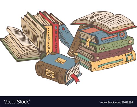 Stack Old Books Royalty Free Vector Image Vectorstock