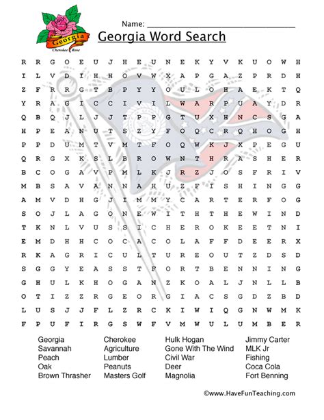 Georgia Word Search Worksheet Have Fun Teaching