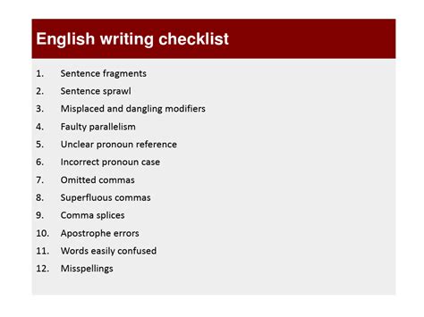 English Writing Checklistword文档免费下载亿佰文档网