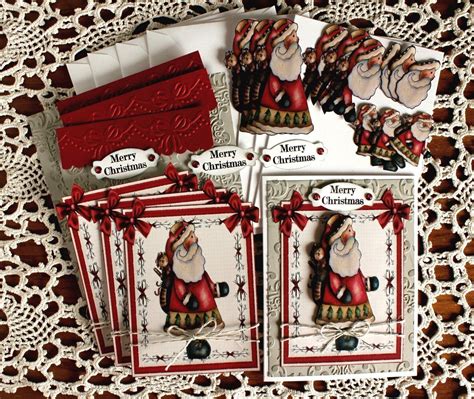 Diy Card Kit Primitive Santa Card Kit Christmas Santa Card Etsy