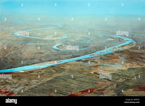 Iraq Babylonia Euphrates River Air Showing Circuitous Treeless