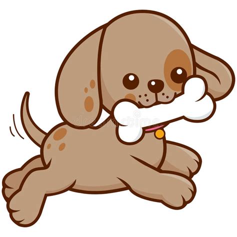 Cartoon Dog Running With Bone Stock Vector Illustration Of Paws