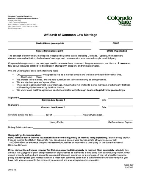 Affidavit Of Common Law Marriage Template Get What You Need For Free