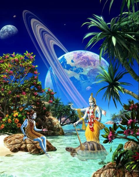 Lord Shiva And Lord Vishnu As Tortoise Kurma Avatar During Samudra