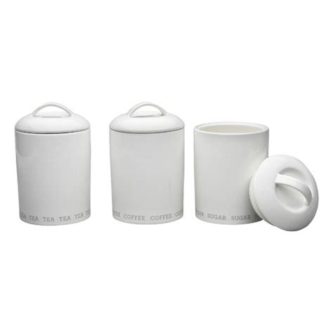Ecology 3 Piece White Ecology Abode Porcelain Canister Set Temple