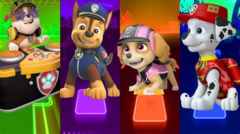 Paw Patrol Disco Rubble Chase Skye And Marshall In Tiles Hop Youtube