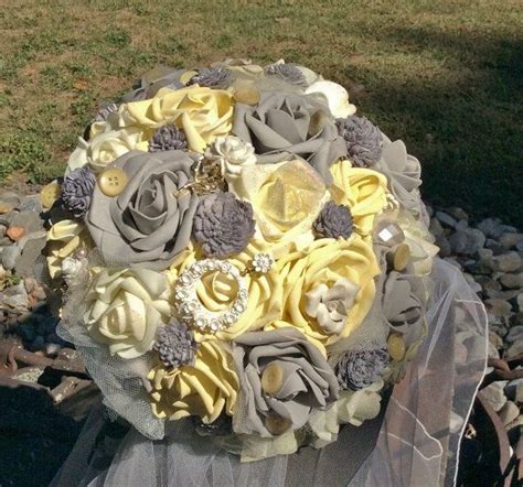 Vintage Wedding Bouquets Gray And Creamy Yellow Canary Yellowandgrey