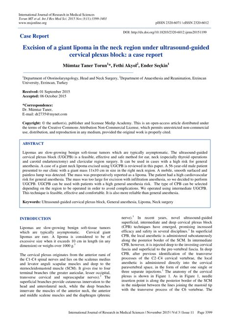 Pdf Excision Of A Giant Lipoma In The Neck Region Under Ultrasound