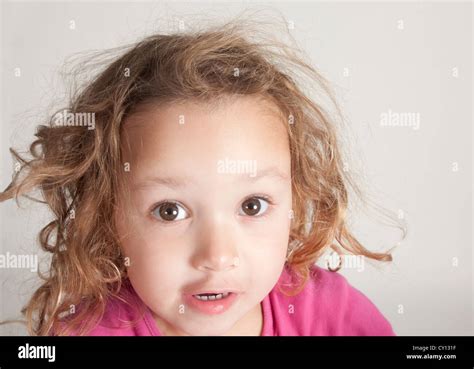 Portrait Cheeky Little Girl Stock Photo Alamy