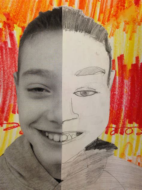 Mrs Nicholass Art Blog 5th Grade Split Self Portraits