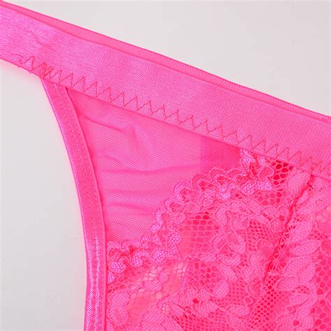 Shiny Ashley Sexy Lingerie Set Women Lace Wireless Thin Breathable Push Up Bra Set Pink Open 34