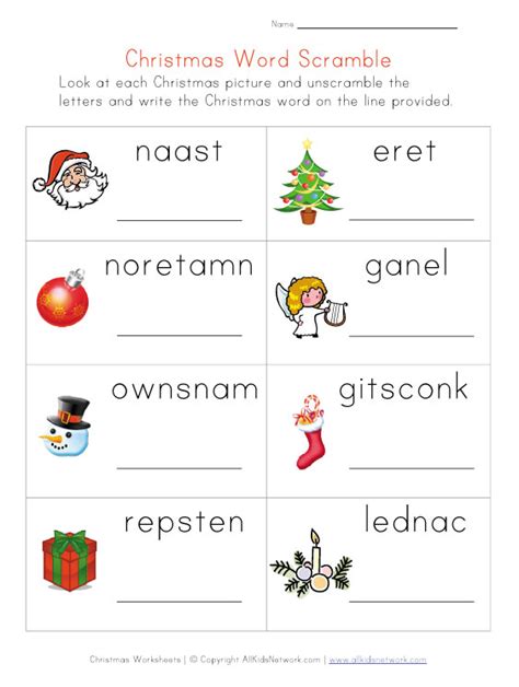 These christmas preschool tracing worksheets are great pre handwriting practice for kids. Christmas Word Scramble Worksheet for Kids