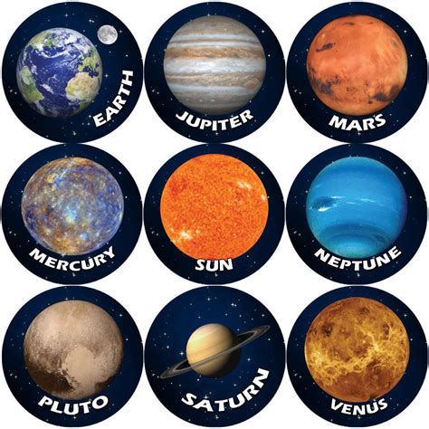 144 Solar System Planets 30mm Space Reward Stickers For Teachers Or