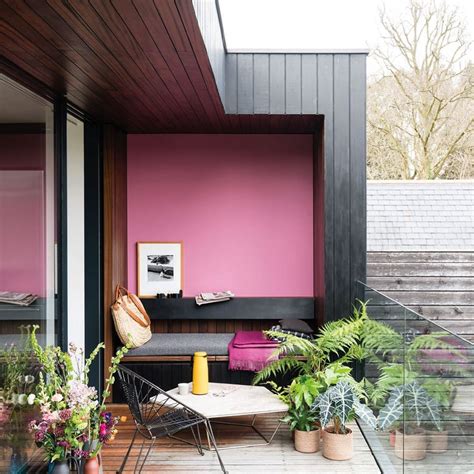 Exterior paint projects with big impact. Farrow-Ball-Rangwali-pink-wall-paint-outdoor - Interiors ...