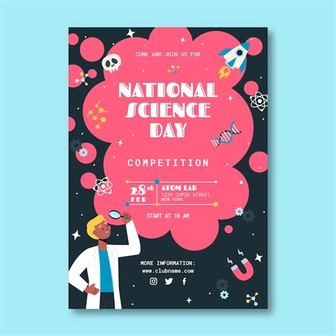 Premium Vector Flat National Science Day Vertical Poster Template