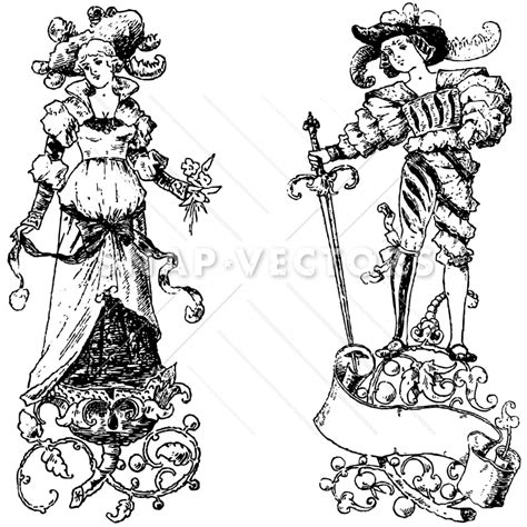 Best stock graphics, design templates, vectors, photoshop templates & textures from creative professional designers. Vector Clipart Victorian Vintage Princess and Prince - Snap Vectors