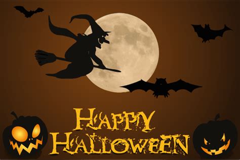 Happy Halloween Wallpaper With Witch Illustration Public Domain Vectors