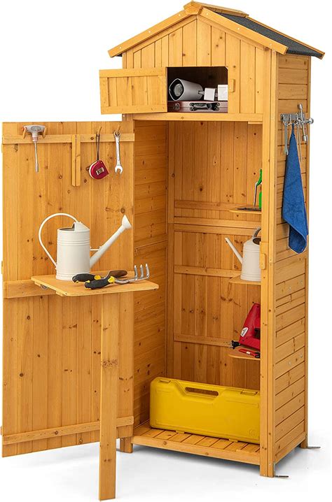 Goplus Outdoor Storage Shed Wooden Garden Storage Cabinet With