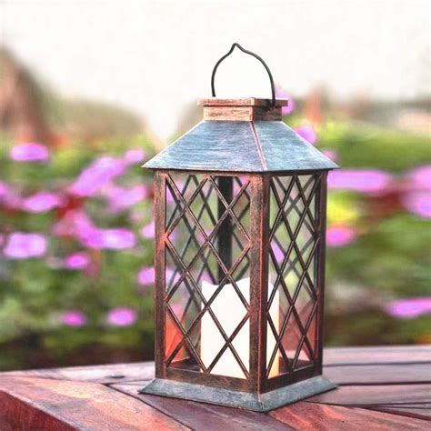 Solar Lantern Indoor Or Outdoor Bronze Antique Metal Construction Solar Powered Hanging