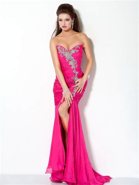 Red Mermaid Strapless And Sweetheart Zipper Sweep Train Floor Length Evening Dresses With Bads A