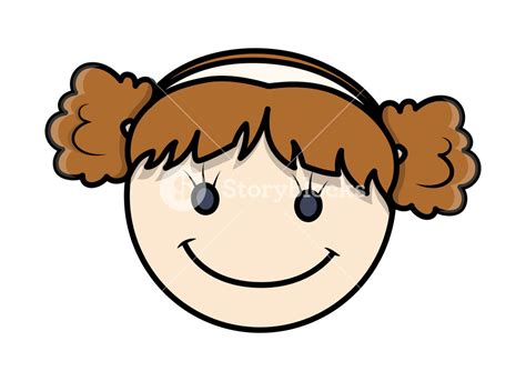 Funny Cartoon Kid Girl Happy Face Royalty Free Stock Image