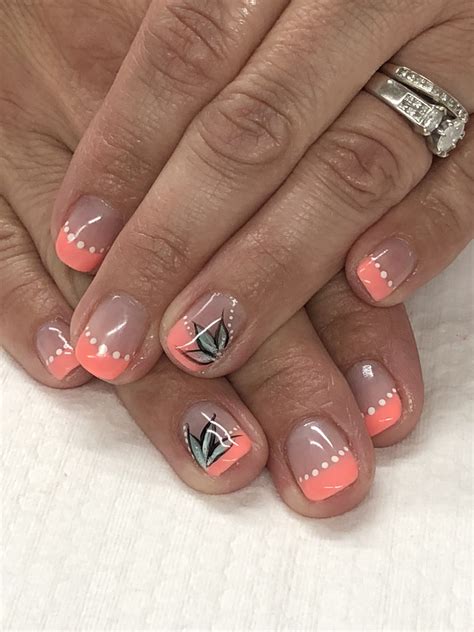 Coral Tropical Summer French Gel Nails Coral Gel Nails Coral Nails