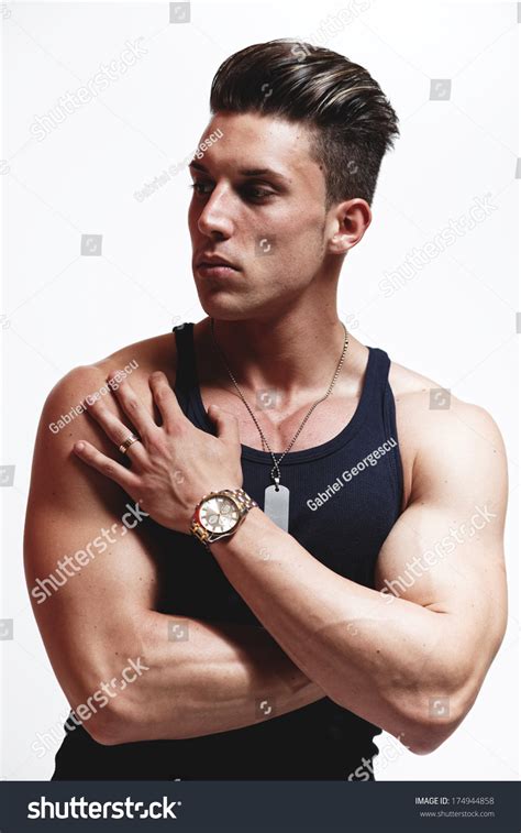 Sexy Portrait Very Muscular Shirtless Male Stock Photo 174944858