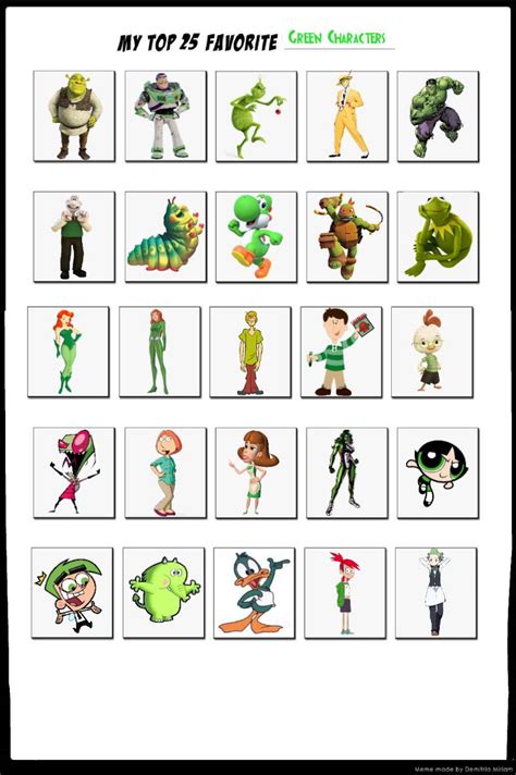 My Top 25 Favorite Green Characters By Myjosephpatty2002 On Deviantart